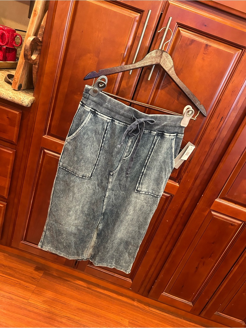 Wash Lab - Women's Washed Denim Stretchy Pull On Drawstring Skirt - NWT L